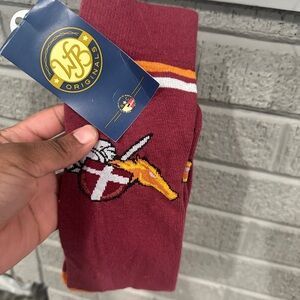 Brother rice Maroon and Yellow Casual Socks